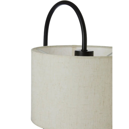 Murdoch White Linen Curved Table Lamp With White Marble Base