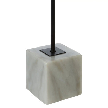 Murdoch White Linen Curved Table Lamp With White Marble Base