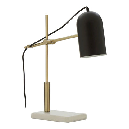 Equipoise Black Shade Table Lamp With And White Marble Base
