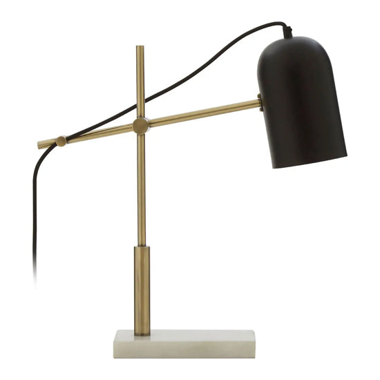 Equipoise Black Shade Table Lamp With And White Marble Base