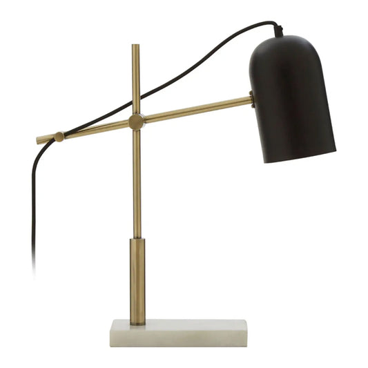 Equipoise Black Shade Table Lamp With And White Marble Base