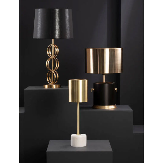 Palais Gold Metal Table Lamp With White Marble Base