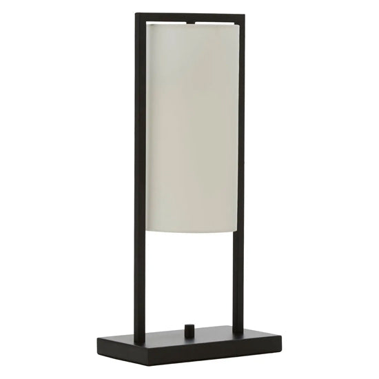 Atkins White Linen Shade Table Lamp With Black Metal Frame