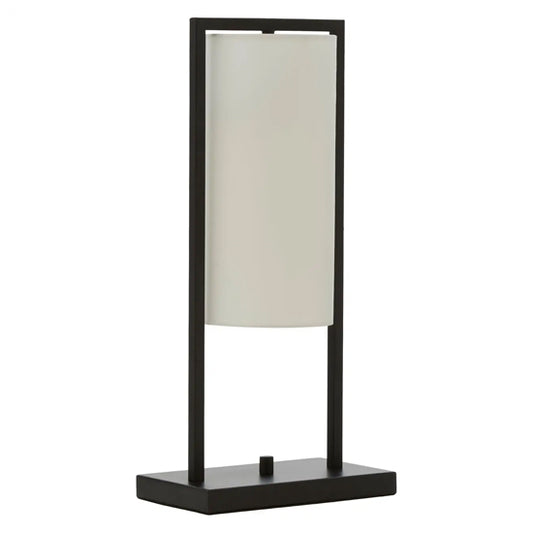 Atkins White Linen Shade Table Lamp With Black Metal Frame