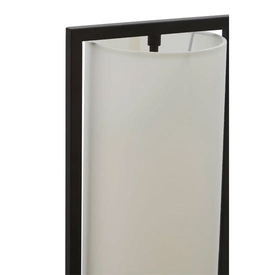 Atkins White Linen Shade Table Lamp With Black Metal Frame