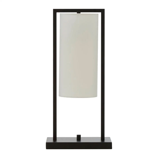 Atkins White Linen Shade Table Lamp With Black Metal Frame
