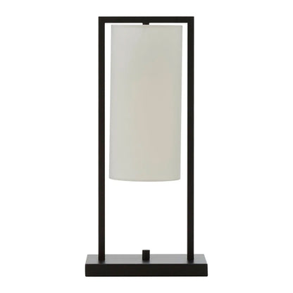 Atkins White Linen Shade Table Lamp With Black Metal Frame
