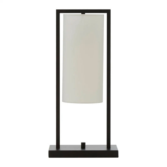 Atkins White Linen Shade Table Lamp With Black Metal Frame