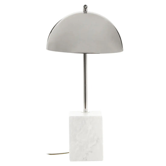 Murdoch Chrome Shade Table Lamp With White Marble Base
