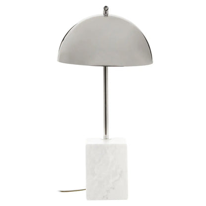 Murdoch Chrome Shade Table Lamp With White Marble Base