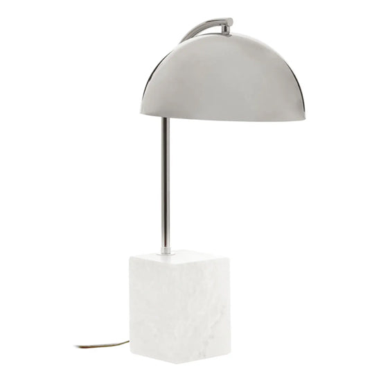 Murdoch Chrome Shade Table Lamp With White Marble Base