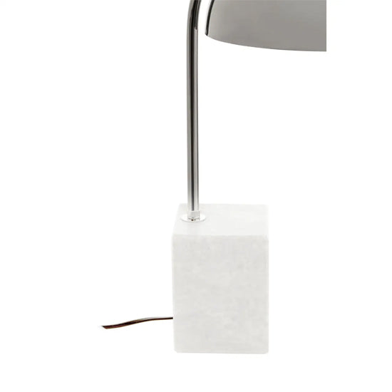 Murdoch Chrome Shade Table Lamp With White Marble Base
