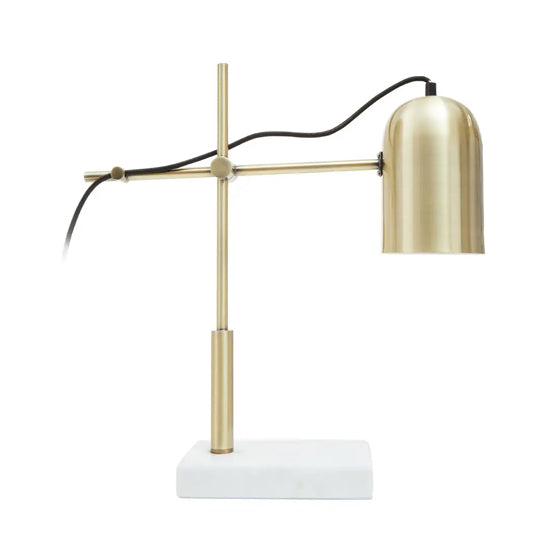 Equipoise Gold Shade Table Lamp With And White Marble Base