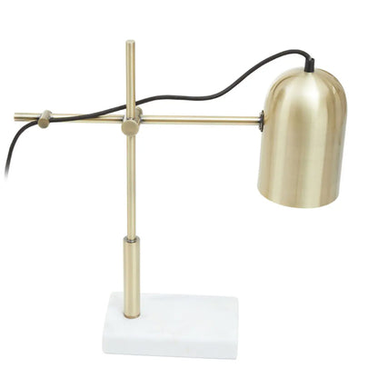 Equipoise Gold Shade Table Lamp With And White Marble Base