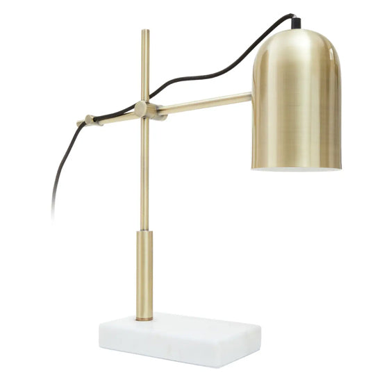 Equipoise Gold Shade Table Lamp With And White Marble Base