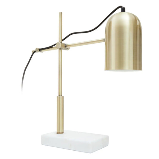 Equipoise Gold Shade Table Lamp With And White Marble Base
