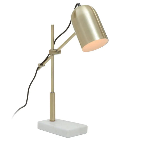 Equipoise Gold Shade Table Lamp With And White Marble Base