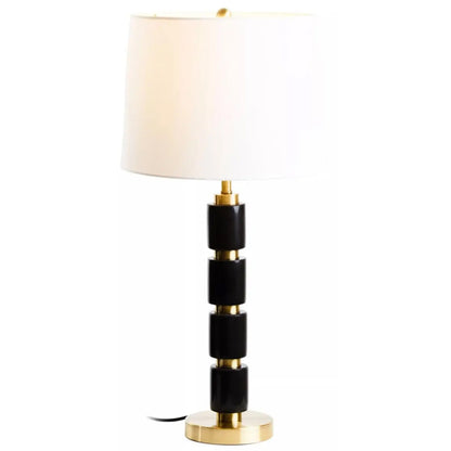 Nula White Shade Table Lamp With Black And Gold Base