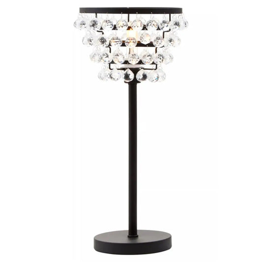 Hutchinson Clear Crystal Table Lamp With Black Metal Base