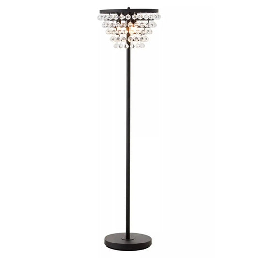 Hutchinson Clear Crystal Floor Lamp With Black Metal Base