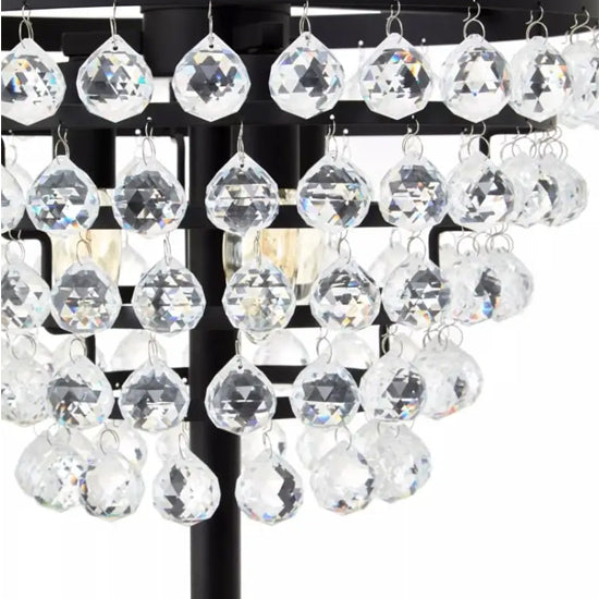 Hutchinson Clear Crystal Floor Lamp With Black Metal Base