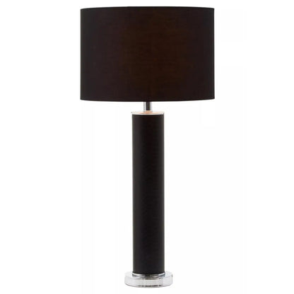 Hanah Black Snake Leather Effect Shade Table Lamp With Chrome Base