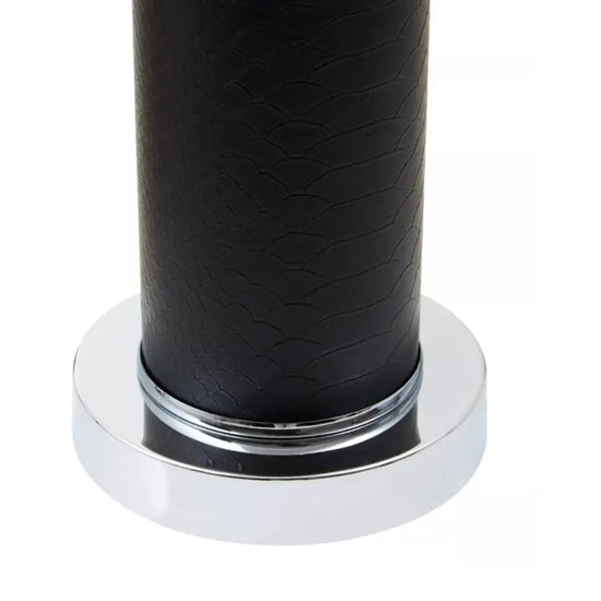 Hanah Black Snake Leather Effect Shade Table Lamp With Chrome Base