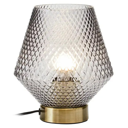 Noble Grey Glass Shade Table Lamp With Gold Metal Base