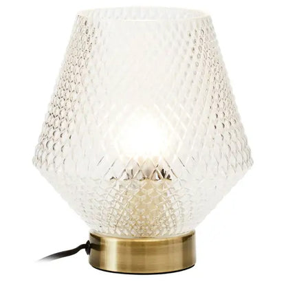 Noble Clear Glass Shade Table Lamp With Gold Metal Base
