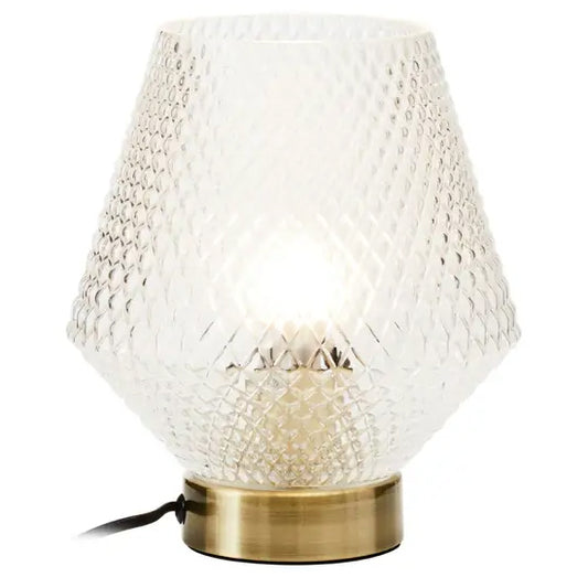 Noble Clear Glass Shade Table Lamp With Gold Metal Base