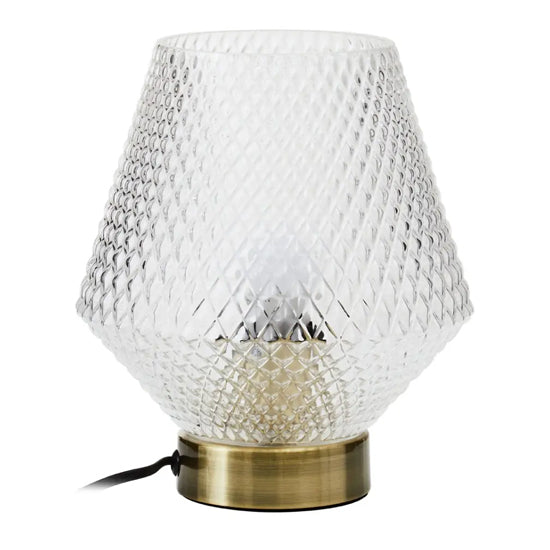 Noble Clear Glass Shade Table Lamp With Gold Metal Base