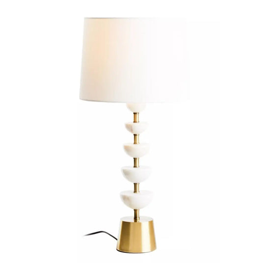 Nula White Shade Table Lamp With White And Gold Base