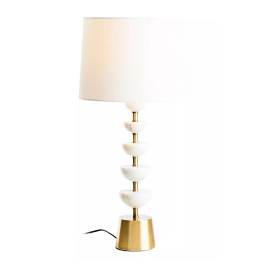 Nula White Shade Table Lamp With White And Gold Base