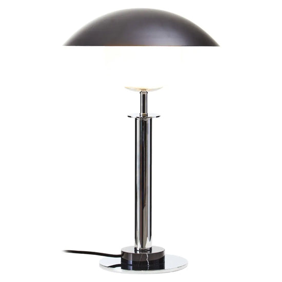 Octavia Black Top Table Lamp With Silver Metal Body And Black Marble Base