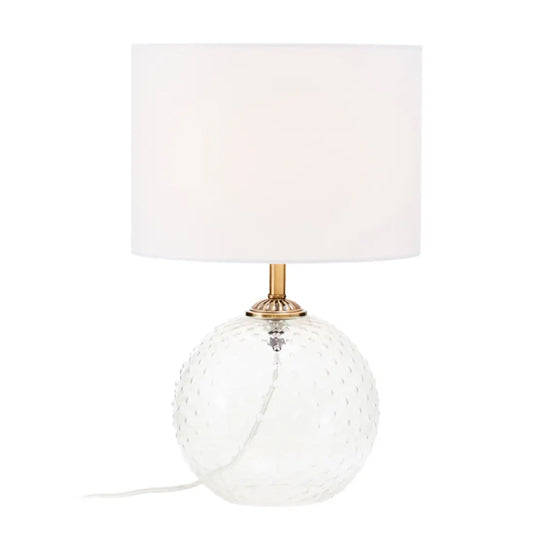 Noa White Fabric Shade Table Lamp With Clear Glass Globe Base