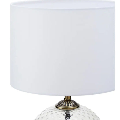 Noa White Fabric Shade Table Lamp With Clear Glass Globe Base
