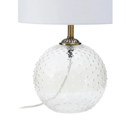 Noa White Fabric Shade Table Lamp With Clear Glass Globe Base