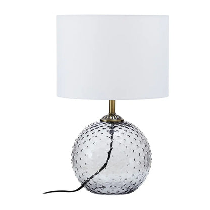 Noa White Fabric Shade Table Lamp With Grey Glass Globe Base
