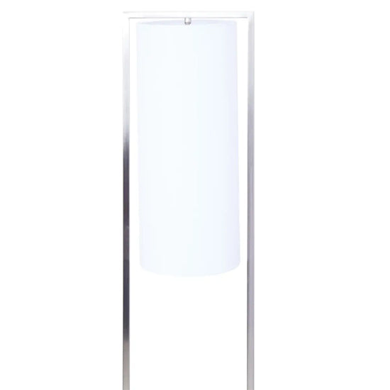 Atkins White Fabric Shade Floor Lamp With Satin Nickel Metal Frame