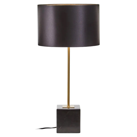 Murdoch Black Linen Shade Table Lamp With Black Marble Base