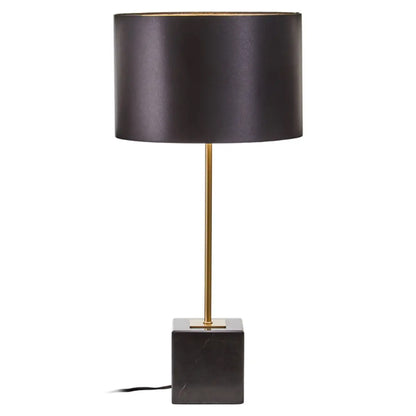 Murdoch Black Linen Shade Table Lamp With Black Marble Base