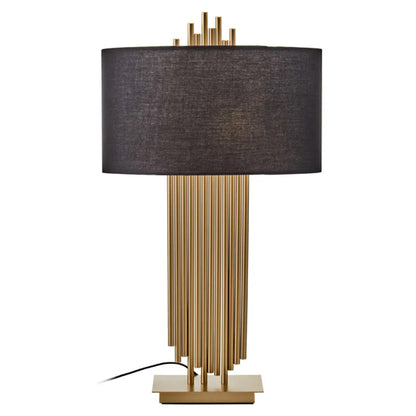 Impero Balck Linen Shade Table Lamp With Gold Iron Metal Base