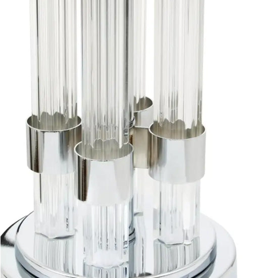 Eman Ivory Fabric Shade Table Lamp With Matte Silver Base