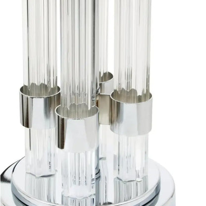 Eman Ivory Fabric Shade Table Lamp With Matte Silver Base