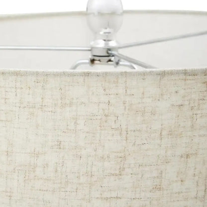 Eman Ivory Fabric Shade Table Lamp With Matte Silver Base