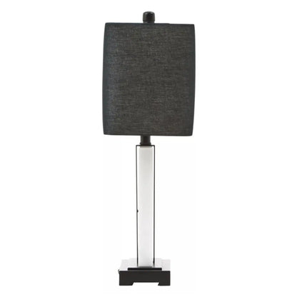 Elvie Black Fabric Shade Table Lamp With White Marble Base