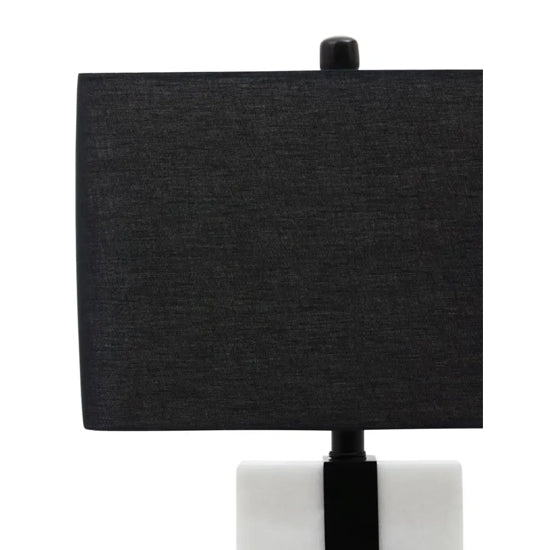 Elvie Black Fabric Shade Table Lamp With White Marble Base