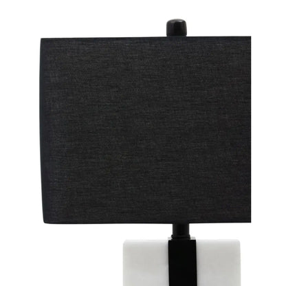 Elvie Black Fabric Shade Table Lamp With White Marble Base