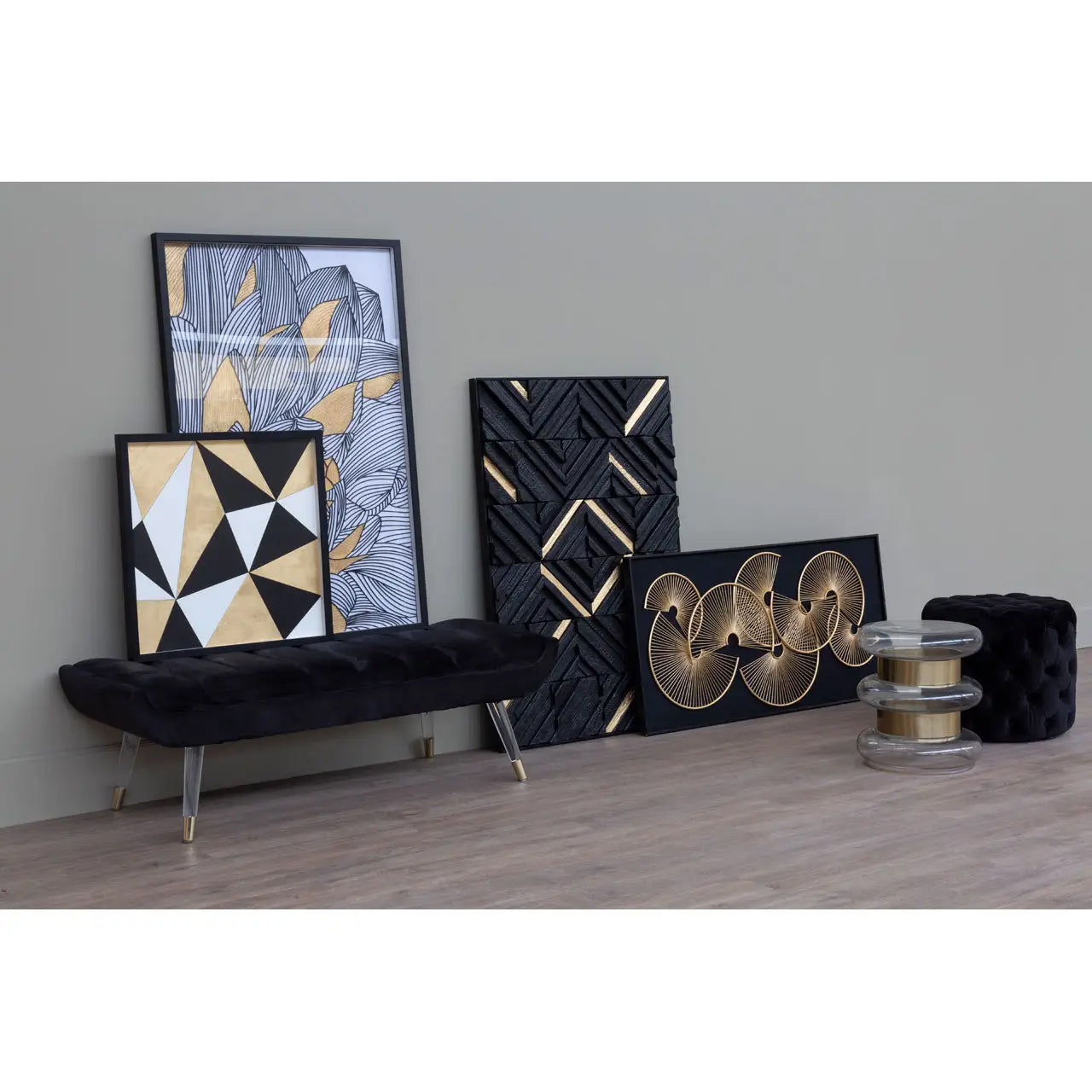 Modello Framed Botanical Wall Art In Bold Gold And Black Tones