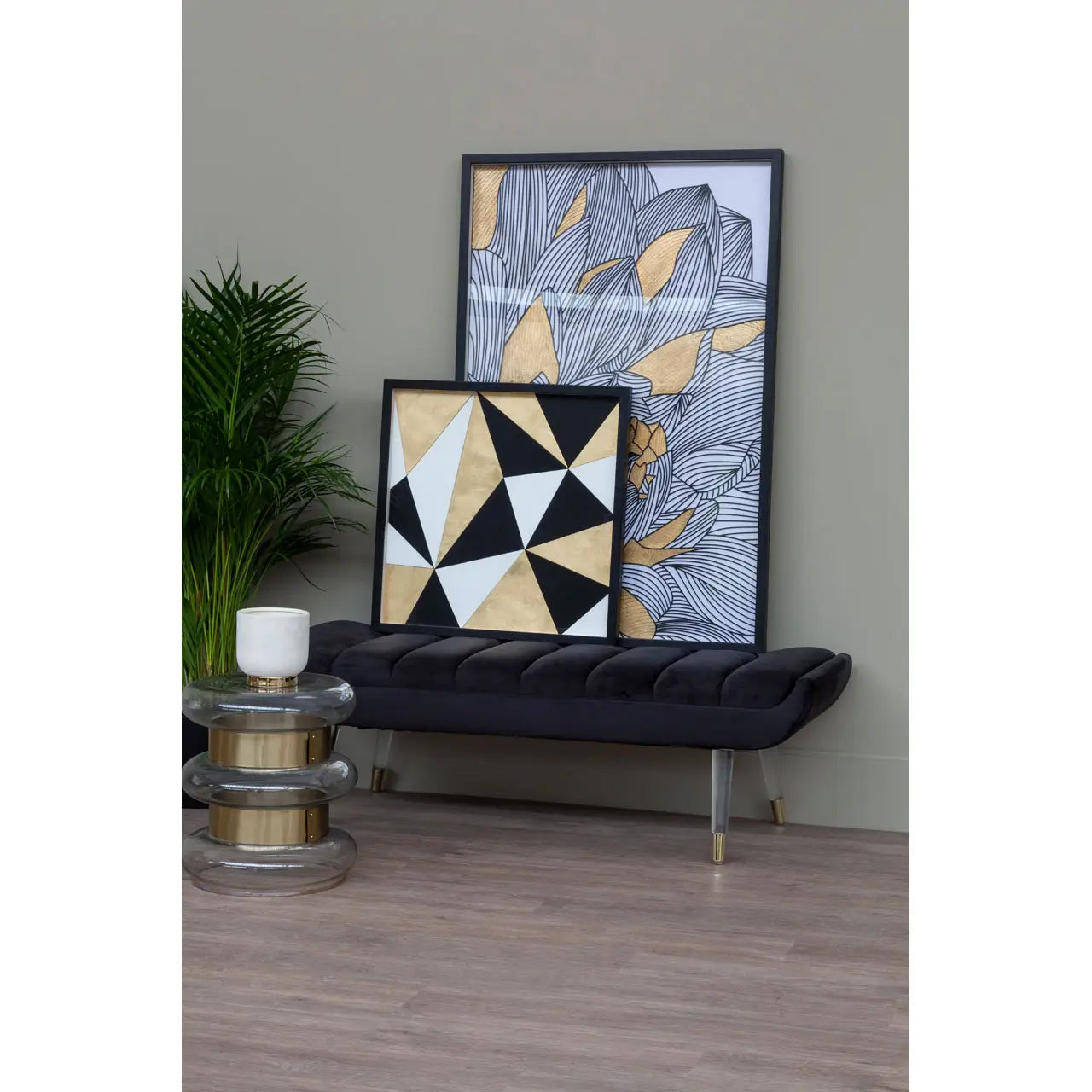 Modello Framed Botanical Wall Art In Bold Gold And Black Tones